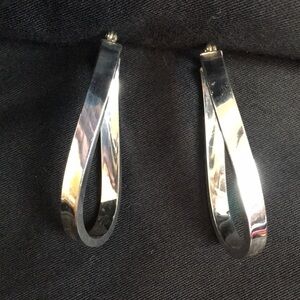 Sterling silver squared oval hoop earrings JCM 925